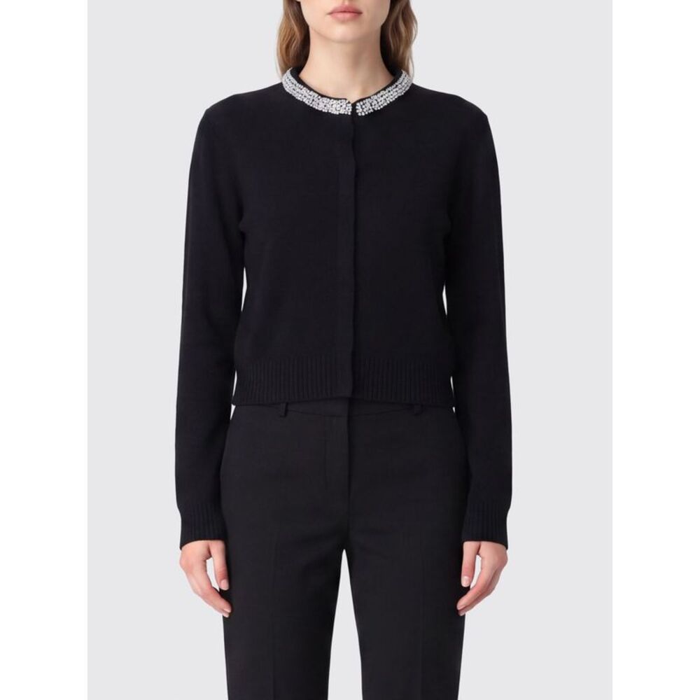 Pinko Women Pinko Crewneck Wool-Blend Cardigan With Crystal Applications